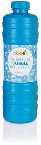 Abeec Premium Bubble Solution - 1 Litre Bubble Mixture with Wand for Machines - Giant Garden Games for Kids