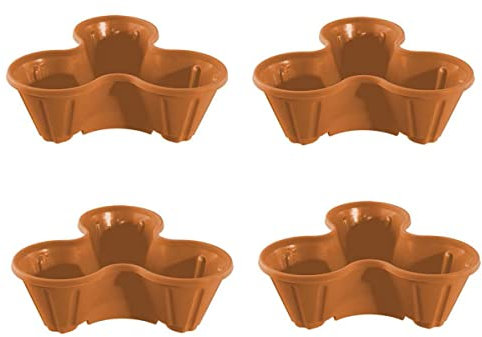 Optimal Products Strawberry Planter Stacking Stackable Garden Plastic Flower Growbag Plant Pot UK (Terracotta, 4)