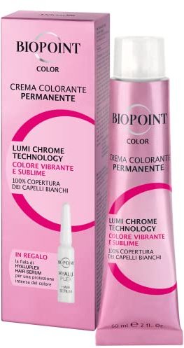 Biopoint Color - Crema Colorante Permanente con Fiala Hyaluplex Serum, Tinta per Capelli con Acido Ialuronico, Nutre, Idrata e Dona un Colore Brillante e Intenso, 60 ml