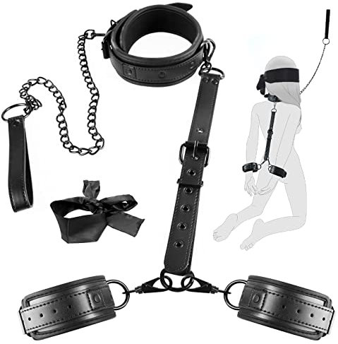 5 in 1 Bondage Fesseln Sex Set, BDSM Toys mit Halsband Handschellen Sex Bett, Augenbinde, Bondageset Fessel Frauen, Erotische Bdsms Spielzeug Hart, SM SexSpielzeug für Paare Extrem Sex
