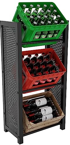 MetaloPro® Getränkekistenregal aus Stahl - Robust, sicher und platzsparend im erstklassigen Design - Organisiere Deine Getränke Zuhause (für 3 Kisten, 112 x 32 x 54 cm)