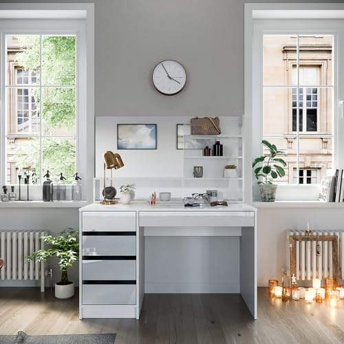Vicco Coiffeuse Sherry, Blanc, 120cm avec Miroir