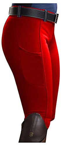 Jodhpurs Women's Girls Riding Leggings with Mobile Phone Pocket Elastic Jodhpur Riding Tights for Riding School Riding Sports Cycling Tournament Riding Breeches Knee Patch Riding Breeches Full Seat