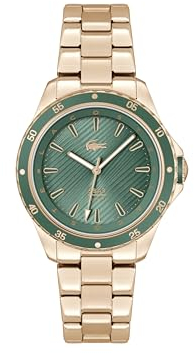 Lacoste Analog Quarzuhr für Damen Kollektion Santorini mit Rotgoldfarbenes Edelstahlarmband - 2001372
