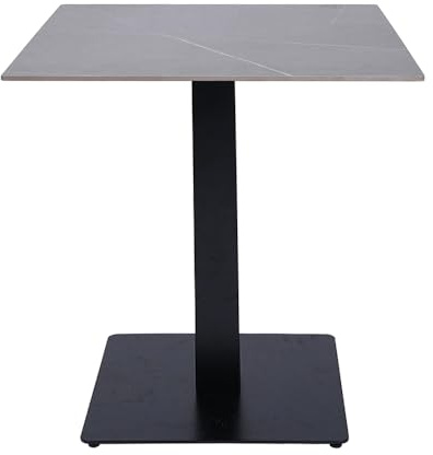 Liberoshopping Tavolo quadrato 70x70 cm con piano per esterno in pietra sintetizzata e base nera H 75 per bar, pub ristoranti (Cemento)