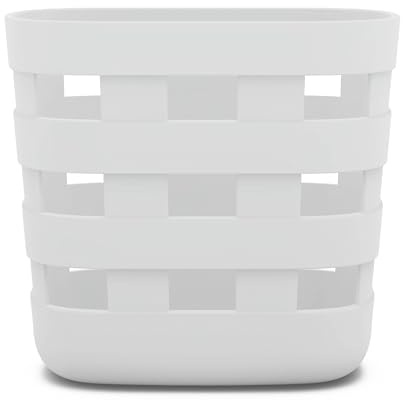 Lalo Bath Time Storage Bin - Keep Items Organized & Dry with Non-Toxic Plastic, Easy Cleanup, Removable Drying Bin, Woven Baby Organizer, Secure Wall Attachment, 9 x 5.5 x 8.5 in - Coconut