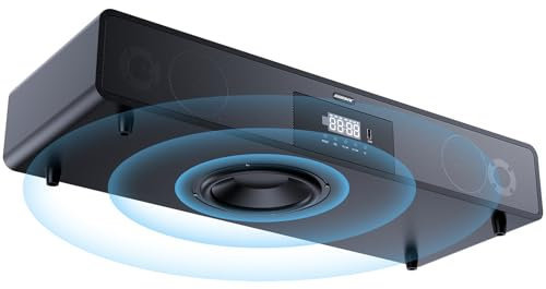 ODIOMX 2.1 Soundbar für TV Geräte,120W Soundbar mit Subwoofer, 3D Surround Sound System für TV Lautsprecher Heimkino, Surround System Kabellos, mit EQ Modes & Super Bass Wooden Soundbar-Lautsprecher