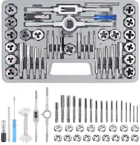HSEAMALL Gewindeschneidsatz, 40-teilig, M3-M12 Gewindebohrer und Schneideisen