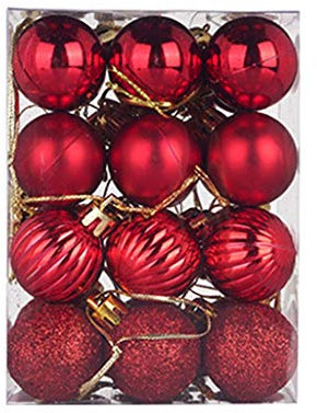 24 Pezzi Palle di Natale 3cm Palline di Natale Set Decorazioni Natalizie Addobbi Palline Albero Natale Addobbi Natalizi per Esterno con Pendente per Feste 2024 Offerte del Giorno (24PC Rosso)