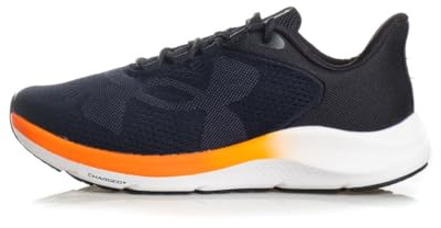 Under Armour Men's Charged Pursuit 4 Big Logo, Breathable and Lightweight Running Shoes, Durable Men's Trainers with Traction Sole,Black / Team Orange / Anthracite,7.5