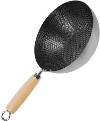 Cabilock Wabenbratpfanne Netz-Kochgeschirr Bratpfanne Mit Deckel Gehämmerte Waben-Wok-n Wok-Pfanne Waben-Antihaft-Pfanne Kochpfanne Edelstahl