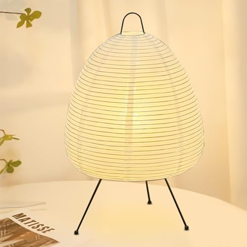 GOMETY Lampada da tavolo di carta, 28 x 47 cm, lampada creativa di carta di riso, lampada da comodino, lampada da terra, lampada da tavolo decorativa, stile minimalista, luce d'atmosfera per camera da