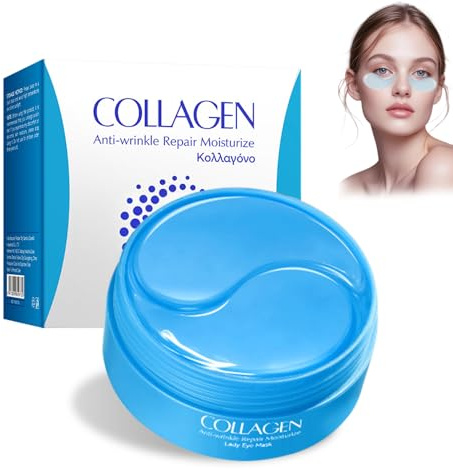 60 Pcs Augenpads,Augenpads Gegen Augenringe,Mit Hyaluron & Kollagen für Anti-Aging,Mindern Falten und Schwellungen Mit Kühlend Feuchtigkeit