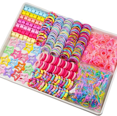 Alfven Accesorios Pelo Niña, 875 piezas Gomas de Pelo y Coleteros Coloridos Accesorios para el cabello para niñas para niñas