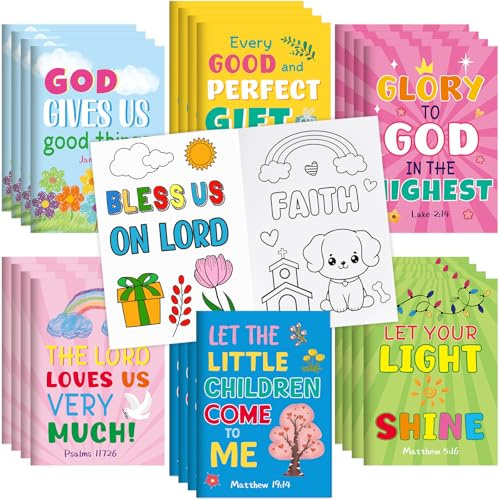 Treasure Cove Mini libros cristianos para colorear para niños, libro de dibujo de Pascua, versículo bíblico, libros de actividades pequeños religiosos a granel para escuela dominical, manualidades