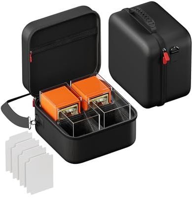 ProCase Boîte de Rangement pour 400+ Cartes à Double Pochette, Deck Box pour MTG/TCG/Yugioh, Rangement de Cartes à Jouer Portable, Étui Rigide EVA Anti-Chocs avec 4 Boîtes en Acrylique Claires –Noir