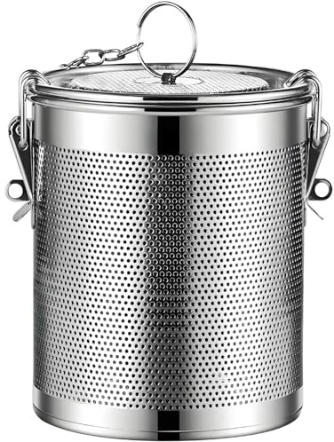 Seasoning Strainer, Stainless Steel Spice Filter, Cooking Spice Filter, Mesh Design Tea Ball Strainer Soup Seasonings Seperation Basket Filter with Chain Hook for Home Restaurant (1.47L)