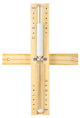 Clessidra, sauna analogica, 15 minuti in legno di sabbia, accessorio per sauna, a parete, resistente al calore, Clessidra Sauna Timing Accessori Timer, Timer Girevole, Con Sabbia Naturale Bianca
