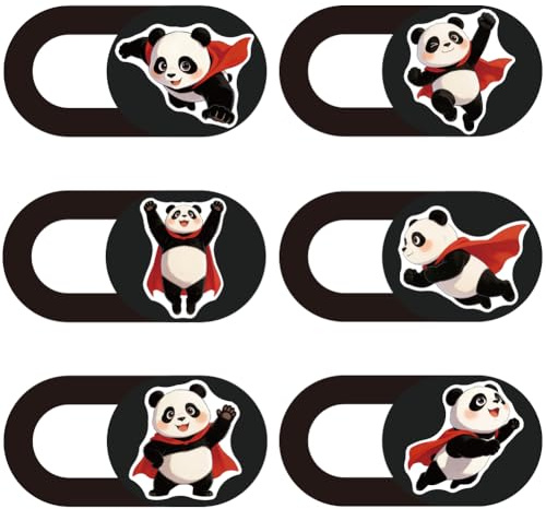 PRESSINART 6 pièces 6 Styles Couverture de Caméra de Téléphone Panda Cache Webcam de Confidentialité 0.04 Pouces Ultra Fin pour Mini PC Téléphone Portable Ordinateur Portable Bureau Tablette Panda