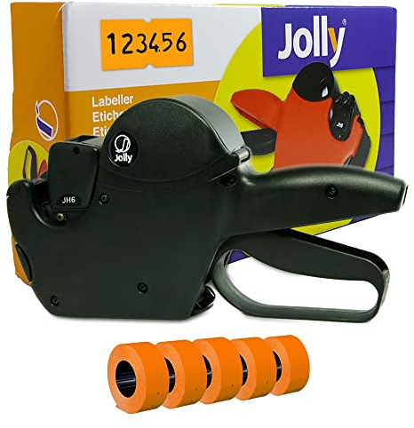 Preisauszeichner Set Jolly H6 inkl. 5 Rollen 21x12RE Preisetiketten - leucht-orange permanent | Auszeichner Jolly | HUTNER