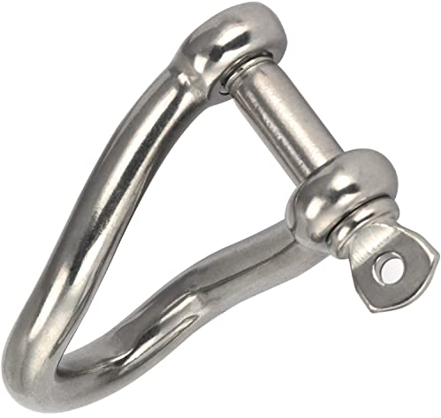 OPIOL QUALITY® Schäkel Gedreht Form Ø 12 mm aus Edelstahl A4 V4A (2 Stück) Rundschäkel Verbinder Drehschäkel D-Schäkel Augenbolzen Drahtseil Seil Boot Säurebeständig