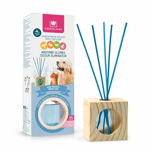 Cristalinas Pet Odour Eliminating, Reed Diffuser Fresh Air Scent - 30ml Air Freshener for Home - Lasts upto 4 weeks - Reed Diffuser for Home, Blue