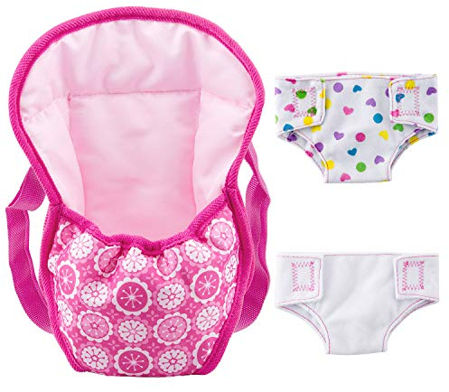 ZOEON Puppen-Tragegurt und Windeln für Baby Puppen, Zubehör für 18  Puppen 40-45 cm (Rosa)