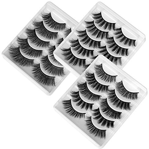 Falsche Wimpern 3D Natürliche Dicke Lange Künstliche Eyelashes Handgefertigt für Wimpern Verlängerung, 15 Paare Schwarz 5 Stile Lashes Makeup Cosplay