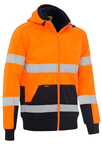 Bisley Workwear UKK6988T_TT05 Taped Hi-Vis Fleece Hoodie with Sherpa Lining 300gsm - Orange/Navy, m