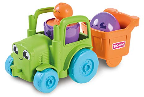 Toomies E73219C Tomy Hide and Squeak 2 in 1 Transforming Tractor, Push-Along Egg Character, Educational Shape Sorter with Colours and Sound, Toy for Baby Boys & Girls Aged 1, 2 & 3 Years Old