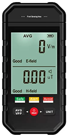 MasYosh Medidor Geiger, medidor de radiación nuclear dosímetro con pantalla LCD grande, probador de radiación electromagnética portátil - alimentado por batería