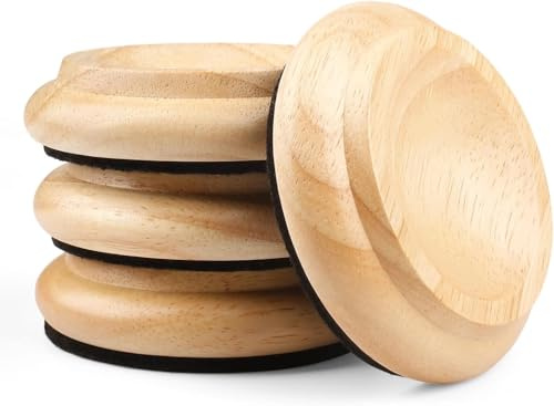 4 Pcs Solid Wood Upright Piano Caster Cups,Furniture Caster Cups,HilerPunk Sofas Beds Chairs Wheel Caster Cups Pads,with Non-Slip & Anti-Noise Felt Pads,for Hardwood Floor Protectors-Natural Wood
