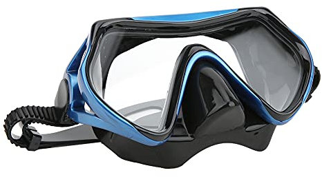 Maschera per Snorkeling, Occhialini da Sub Temperati con Gonna in Silicone con Cinturino Ampio, Ampia Vista, Maschera per Occhiali di Protezione per il Nuoto per Adulti per Lo Snorkeling, 3(Blu nero)