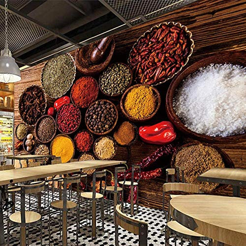DAISHIHAN SIBUHUAU Papel tapiz retro nostálgico 3D condimento tridimensional restaurante cocina cartel papel tapiz papel tapiz