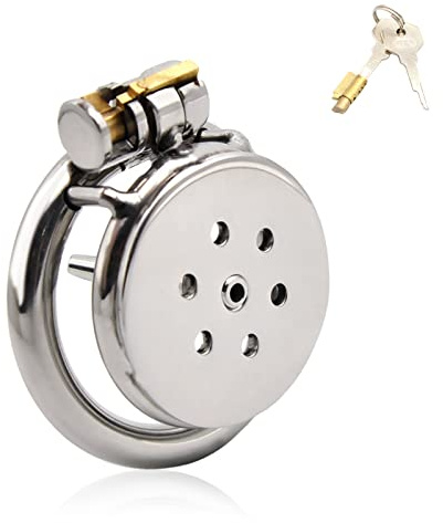 BDSMLOVE Piatto Chastity cage con Dilatatore uretrale, gabbia castità per uomo, gabbia castità per uomo, uomo pene Cock cage per Prevenire L'erezione (S-45mm)
