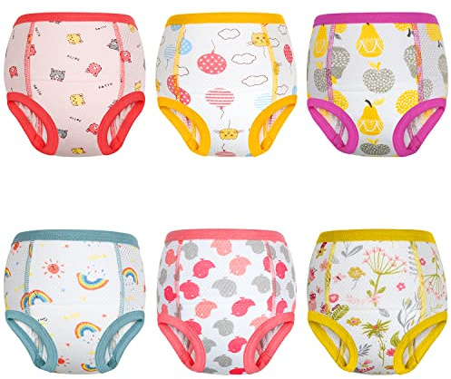 MOEMOE BABY MOETPLK1-G1 Töpfchentrainingshose, Toilettentrainingshose, Kleinkind, Mädchen, Töpfchentrainingshose, wiederverwendbar, hohles Design, Baumwolle, 6 Stück, Rosa, 2 Jahre