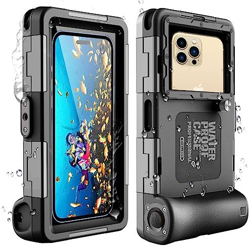 ShellBox wasserdichte Handyhülle 7.0 Zoll Unterwasser Wasserfeste Handy Wasserschutzhülle Handytasche Wasserdicht Schwimmen Baden Compatible für iPhone 16 15 Pro 14 13 12 16 Pro Max Samsung S23
