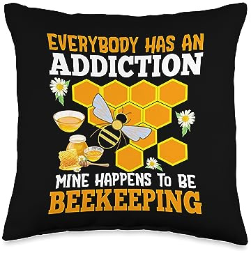 Funny Beekeeper Accessories & Stuff Bee Clothing Quote Men Women Beehive Saying Beekeeping Lover Throw Pillow, 16x16, Multicolor
