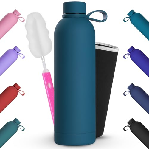 Geepen Bouteille Isotherme en Acier Inoxydable, Gourde Isotherme INOX Réutilisables Écologique Gourde Sport Étanche, sans BPA, pour Enfant, Adulte, Sport, Gym, Voyage 1L Bleu