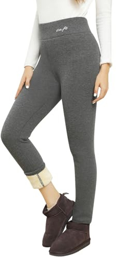 PASUDA Leggings Donna Invernali Leggins Felpati Fodera in Pile a Vita Alta Caldi Leggings Pantaloni Termici Lunghi Pantacollant Elasticizzati Spessi Inverno (Grigio Medio, S)