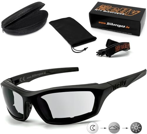 HELLY® - No.1 Bikereyes® | Motorradbrille, Multifunktionsbrille | beschlagfrei, winddicht | HLT® Sicherheitsglas nach DIN EN 166 (selbsttönend [i-stealth])