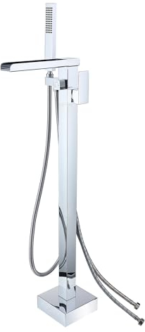 Freestanding Rubinetti Per Vasca Cromo, Montaggio A Pavimento Miscelatore Rubinetto Per Vasca Rubinetto Per Vasca Da Bagno Indipendente, Con Doccetta Per Vasca Cromo（Connessione esterna）