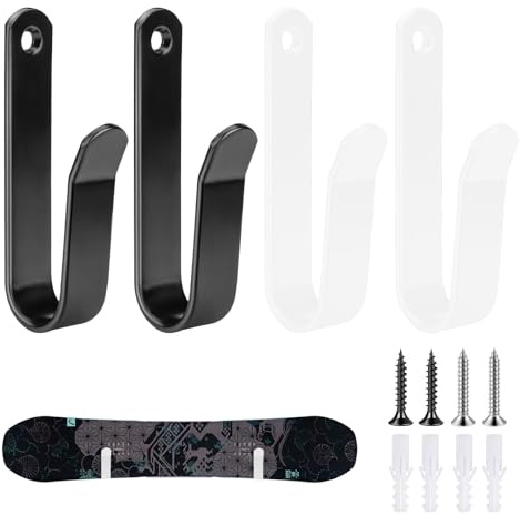 CHENGCKJ Lot de 4 supports muraux horizontaux pour snowboard, snowboard, avec vis de fixation, pour snowboard, ski, longboard, skateboard