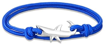 Armband, armband, smycken, kvinnors och herrlädersmycken justerbar flerskikts rep haj ankare armband