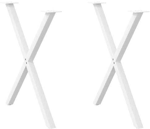 vidaXL Patas para mesa de comedor en forma de X (2 unidades), color blanco, 70 x (72-73) cm, acero
