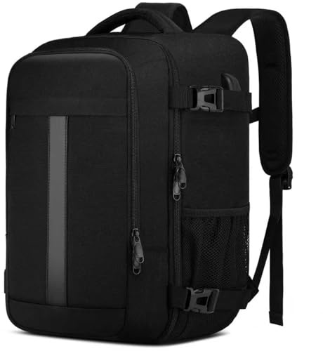 Ryanair Cabin Bags 40x20x25 Underseat Small Travel Backpack Cabin Size Rucksack for Plane Hand Luggage Backpack Carry on Bag for Airplanes Flight Bag Fit 14 Inch Laptop with USB Charging Port-Black