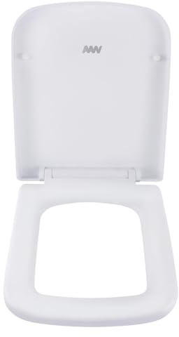 Tapadera Wc Tapa de inodoro cuadrada, asiento blanco con clip, baño fácil limpiar liberación rápida, cierre suave, fijación superior