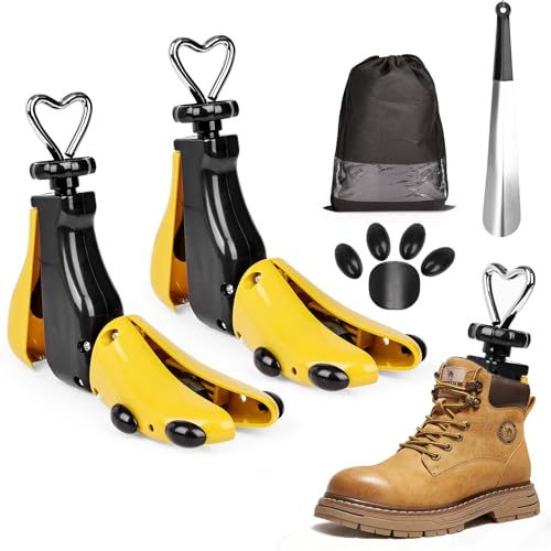 2 Allarga Scarpe Donna Uomo – Tendiscarpe a 4 Direzioni, Larghezza e Lunghezza Regolabili, Forme per Scarpe per Allargare Scarpe Strette, Sneakers, Stivali Bassi e Scarpe da Trekking (Giallo, 36-41)