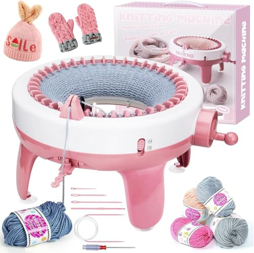 Máquina de Tejer 40 Agujas, Máquina Tricotar Inteligente, Máquina Tricotosa Rotativa Doble Cara, Regalo para Adultos y Niños, DIY Bufandas, Gorros, Calcetines (con Lana)