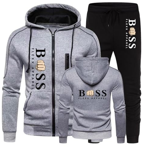 Survêtement Homme à Capuche Ensemble Jogging Homme 2 Pièces Sweat Zippé Hoodies et Pantalon Jogging Manches Longues Combinaison de Sport pour Gym Élégant pour Gym Running Loisirs